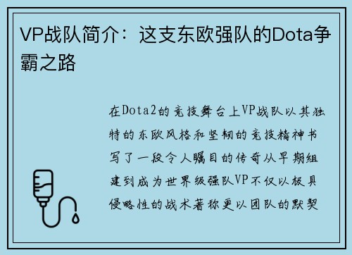 VP战队简介：这支东欧强队的Dota争霸之路